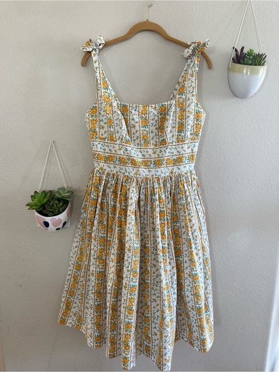 Modcloth Dresses & Skirts - Yellow Floral Tie-Shoulder Sundress
